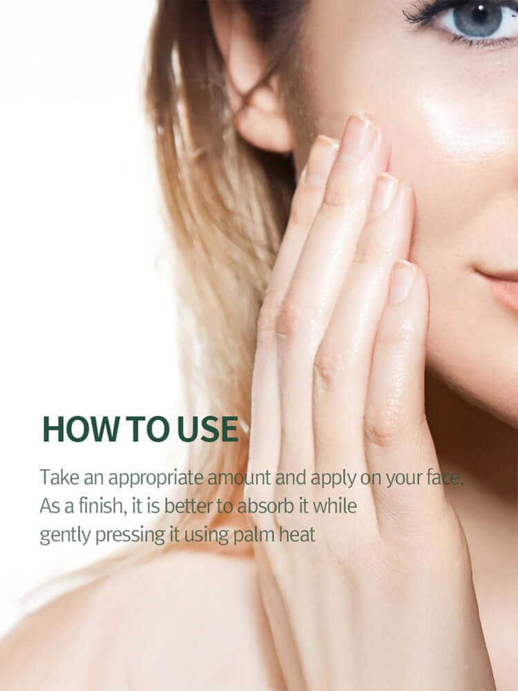 Illustration showing how to use PYUNKANG YUL calming moisture barrier cream on the face for best absorption.