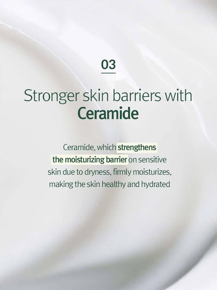 Stronger skin barriers with Ceramide, highlighting its moisturizing benefits for sensitive skin.