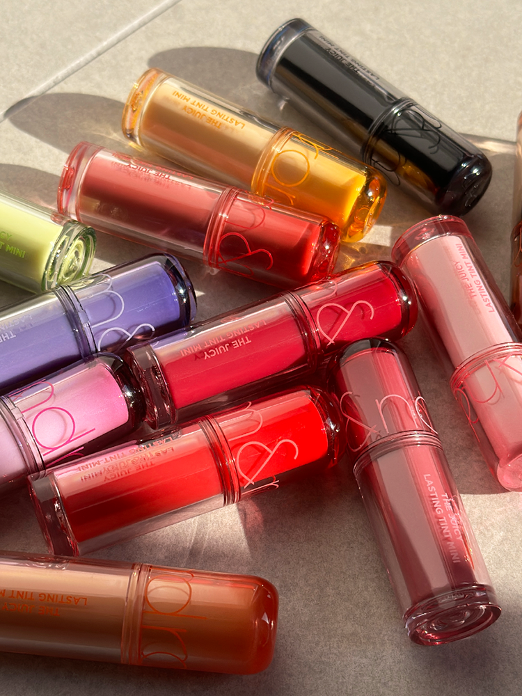 romand juicy lasting tint mini collection displayed in vibrant fruit-inspired colors.