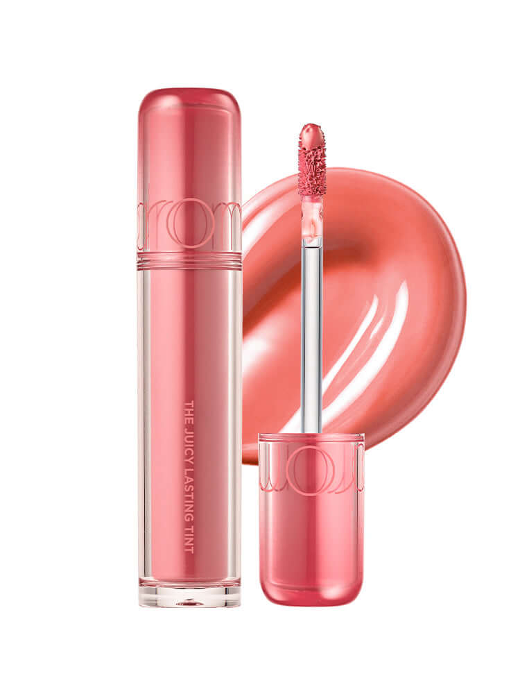 rom&nd The Juicy Lasting Tint 2.0 3.5g #RareSeries featuring a pink gloss and applicator.