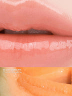 rom&nd The Juicy Lasting Tint 2.0 3.5g in the shade 27 Honey Dew Melon on lips with a glossy finish.