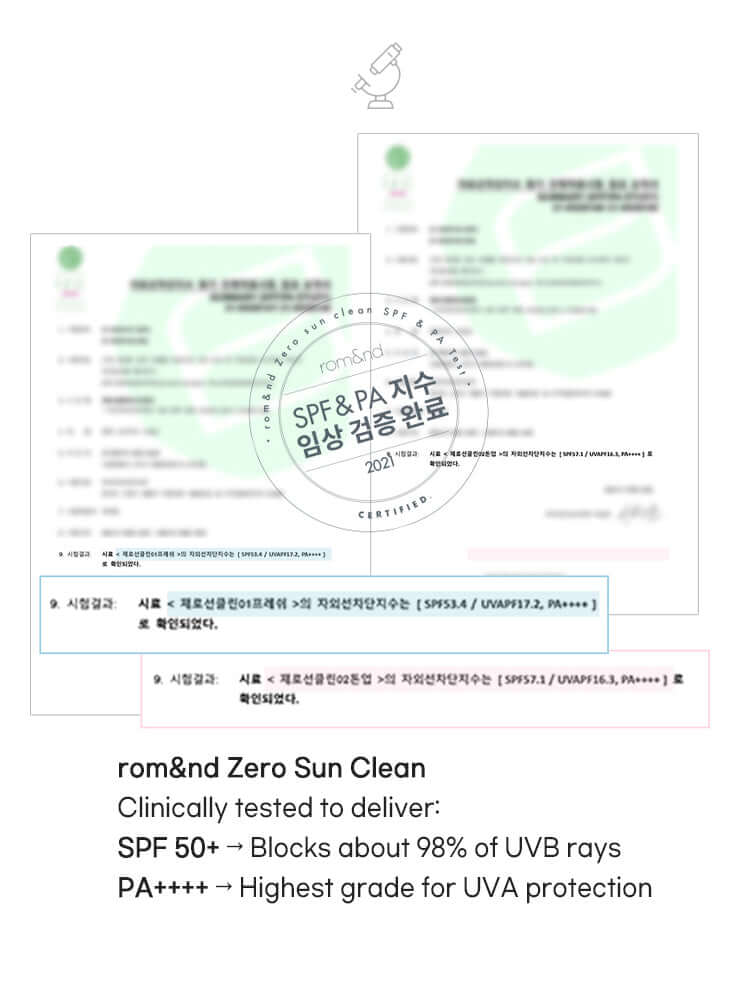 rom&nd Zero Sun Clean 50ml SPF50+/PA++++