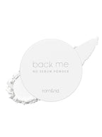 rom&nd Back Me No Sebum Powder 5g in a clean, minimalist packaging with soft white powder.
