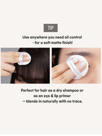 Use rom&nd Back Me No Sebum Powder 5g for oil control, dry shampoo, or eye & lip primer for a soft matte finish.