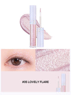 rom&nd Universe Liquid Glitter 2g showcasing sparkling pink hue and applicator for a dazzling eye look.