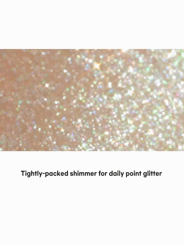 rom&nd Universe Liquid Glitter 2g showcasing tightly-packed shimmer for daily point glitter.