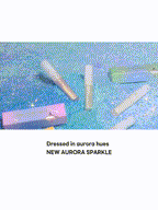 rom&nd Universe Liquid Glitter 2g showcased in aurora hues with a sparkly backdrop.