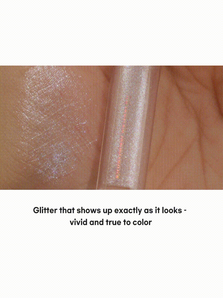 Close-up of rom&nd Universe Liquid Glitter 2g showcasing vivid colors and iridescent shine on skin.