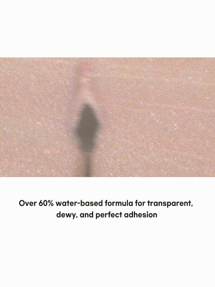 rom&nd Universe Liquid Glitter 2g showcasing a water-based formula for dewy and perfect adhesion.