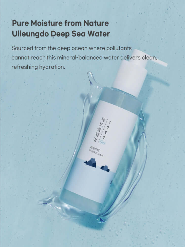 ROUND LAB 1025 Dokdo Cleansing Gel 150ml featuring pure moisture from Ulleungdo deep sea water.