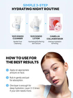 ROUND LAB 1025 Dokdo Toner Lotion Special Set (Toner 200ml+Lotion 200ml) hydrating night routine infographic.