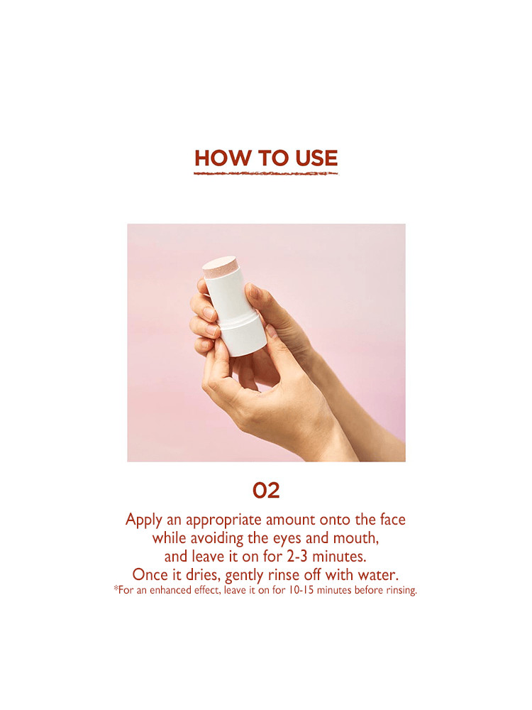 SKIN1004 Madagascar Centella Poremizing Quick Clay Stick Mask how to use instructions with product application steps.