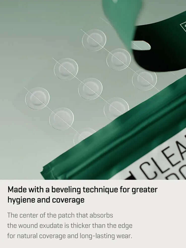 Some By Mi hydrocolloid spot patch showing beveling technique for hygiene and coverage, ensuring natural wear.