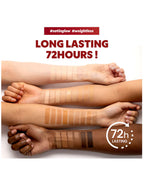 Swatches of different skin tones showcasing TIRTIR Mini Mask Fit Red Cushion 4.5g's long-lasting, weightless finish.