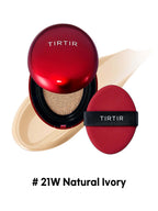 TIRTIR Mini Mask Fit Red Cushion 4.5g compact makeup with sponge applicator and creamy foundation swatch