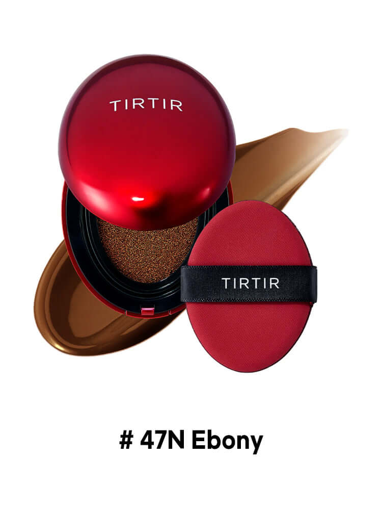 TIRTIR Mini Mask Fit Red Cushion 4.5g in # 47N Ebony, featuring a compact design and a lightweight finish.