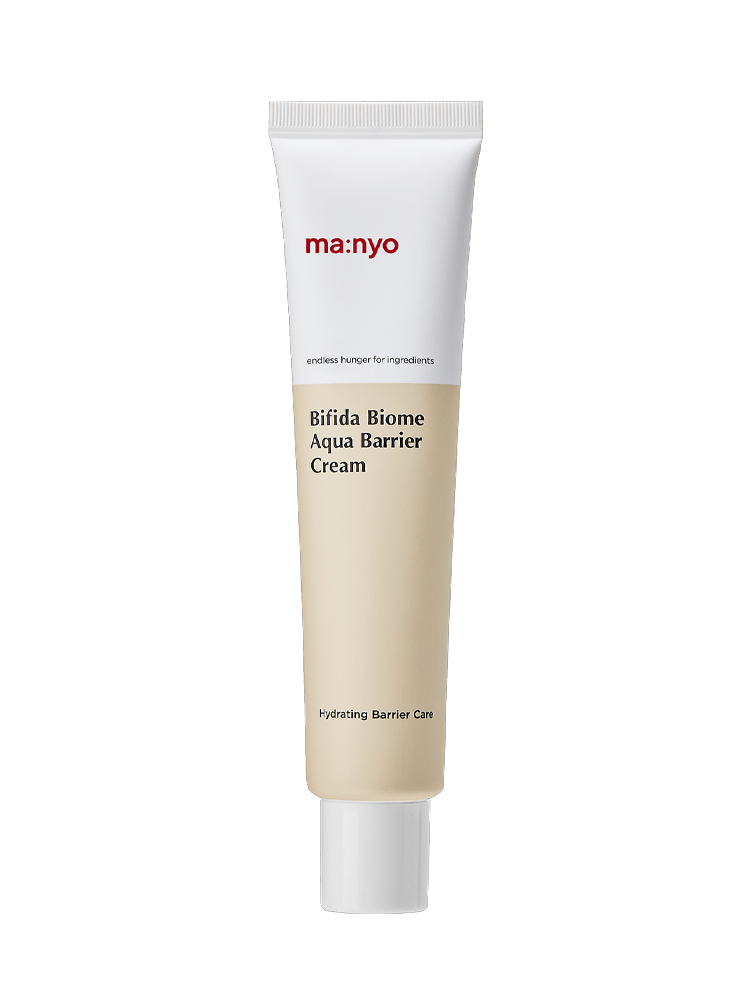 manyo Bifida Biome Aqua Barrier Cream tube for hydration with a lightweight finish